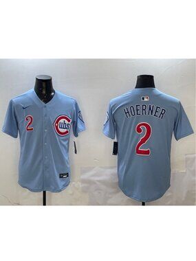Nico Hoerner Stitched Blue Jersey